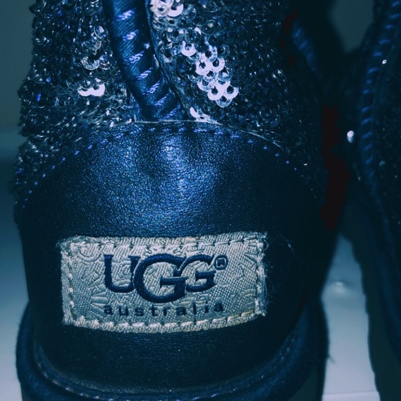 UGGs Navy and Silver Sparkle Sequin Winter Boots - Picture 3 of 4